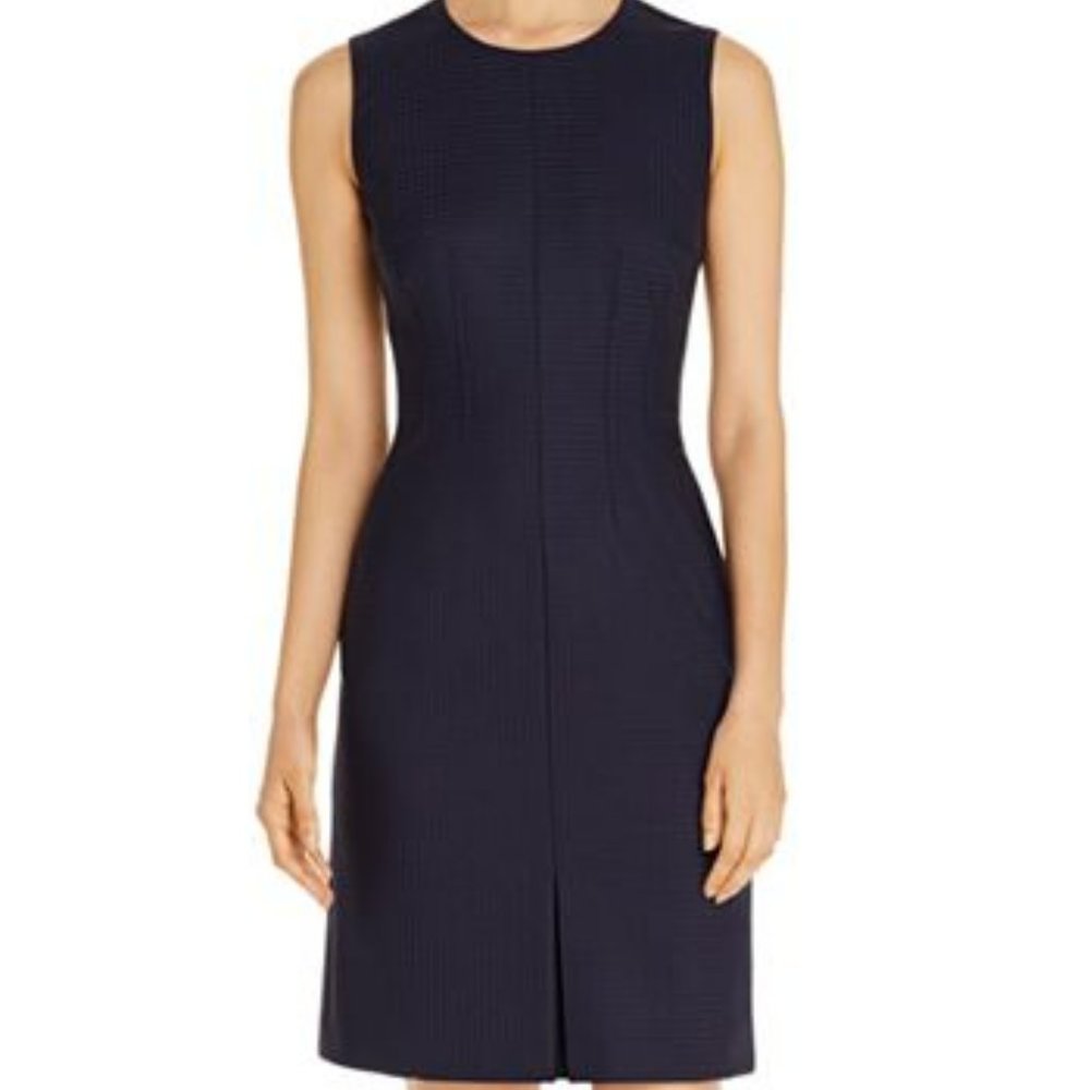 BOSS Hugo Boss Blue Dasuria Shadowcheck Sleeveless Dress Size 0